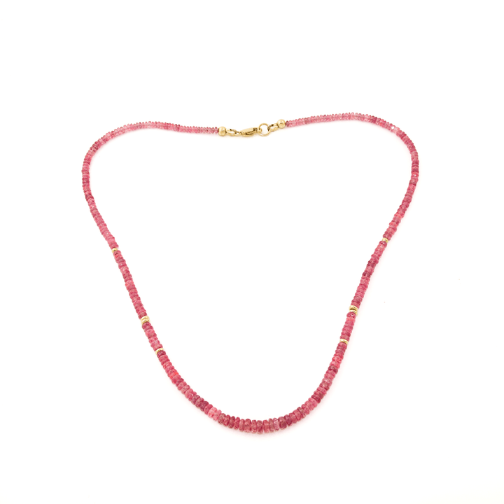 18" Faceted Peach Sapphire Gem Strand x 14K Beads - Kingdom Jewelry