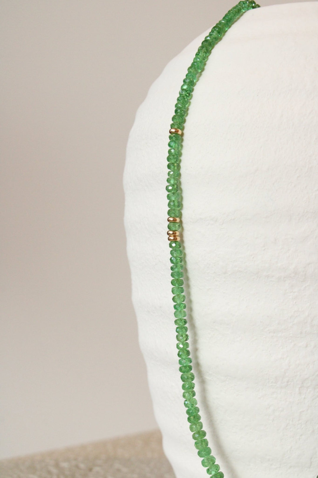 18" Faceted Tsavorite Garnet Gem Strand x 14K Gold Beads - Kingdom Jewelry