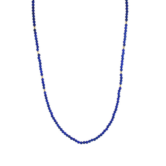 18" Lapis Lazuli x Gold Beaded Necklace - Kingdom Jewelry