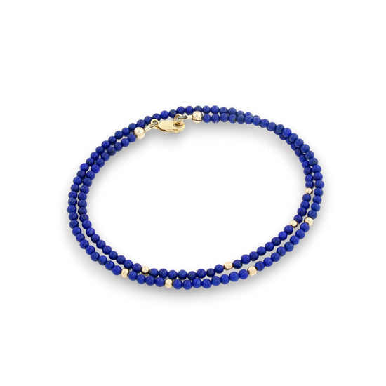 18" Lapis Lazuli x Gold Beaded Necklace - Kingdom Jewelry