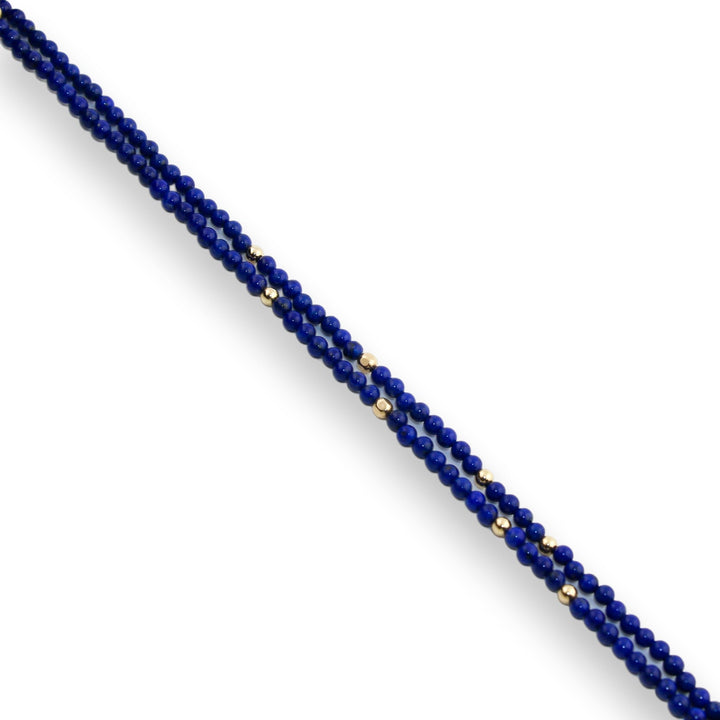 18" Lapis Lazuli x Gold Beaded Necklace - Kingdom Jewelry