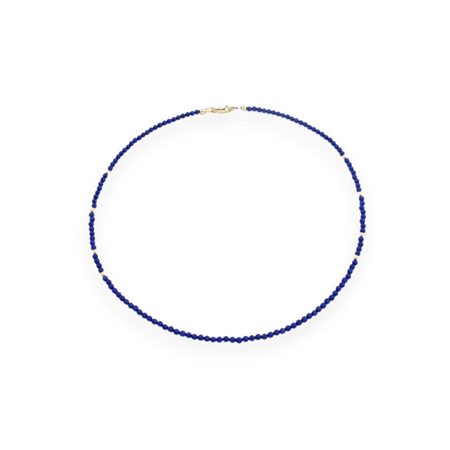 18" Lapis Lazuli x Gold Beaded Necklace - Kingdom Jewelry