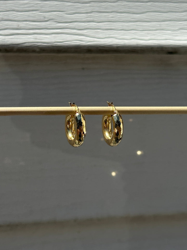 18k Faceted Chunky Hoop - Kingdom Jewelry