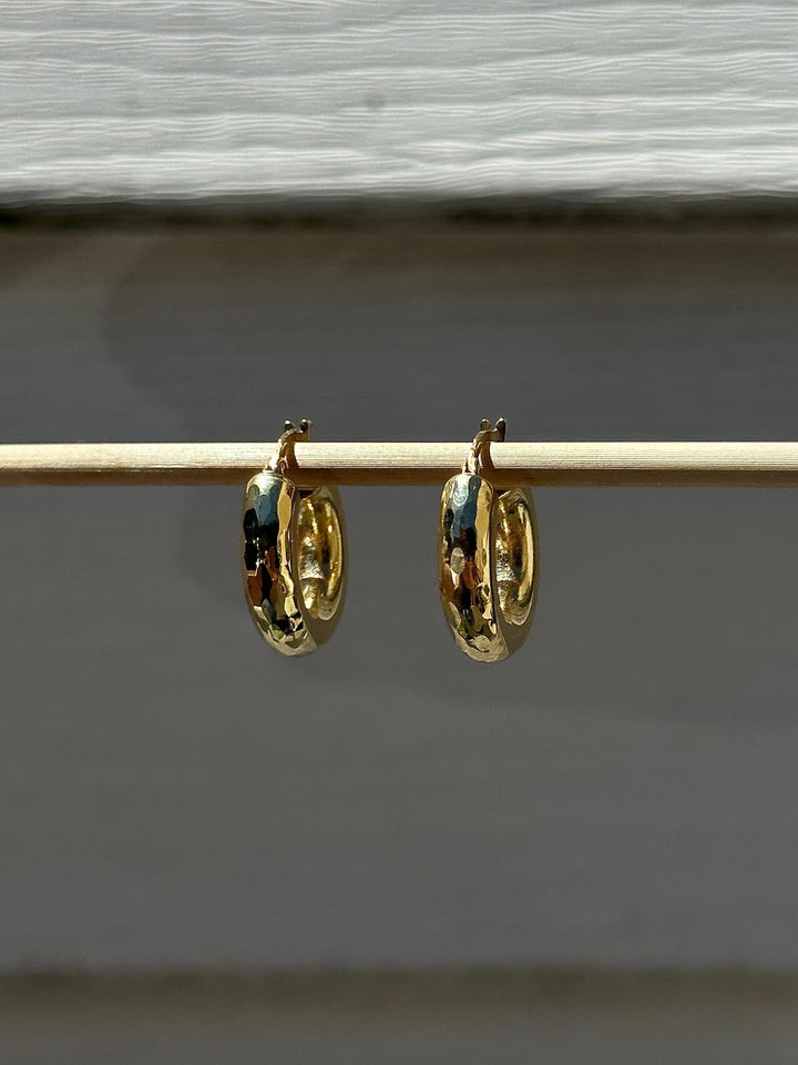 18k Faceted Chunky Hoop - Kingdom Jewelry