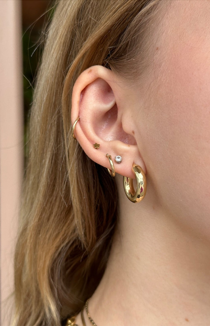 18k Faceted Chunky Hoop - Kingdom Jewelry