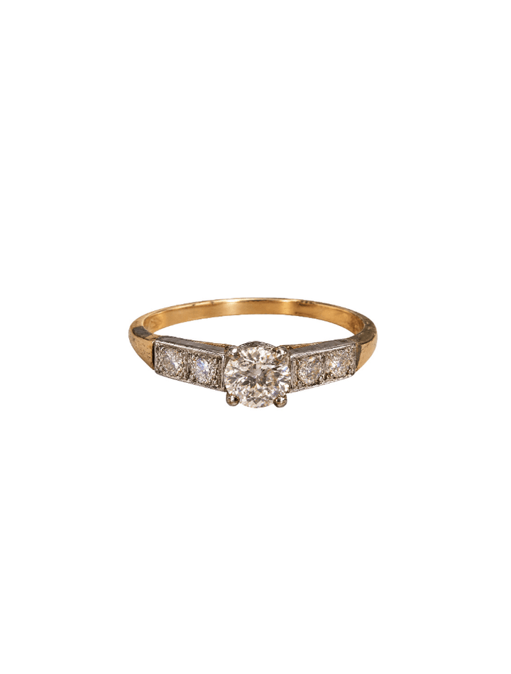 18k Gold and Platinum Vintage old mine cut Engagement Ring - Kingdom Jewelry