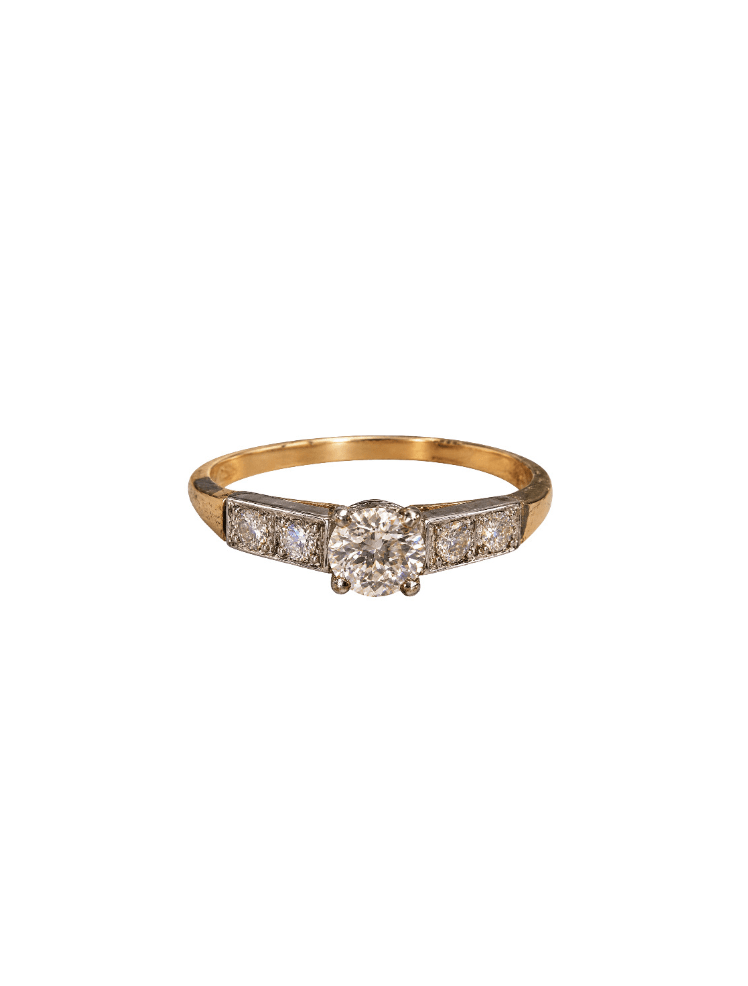 18k Gold and Platinum Vintage old mine cut Engagement Ring - Kingdom Jewelry