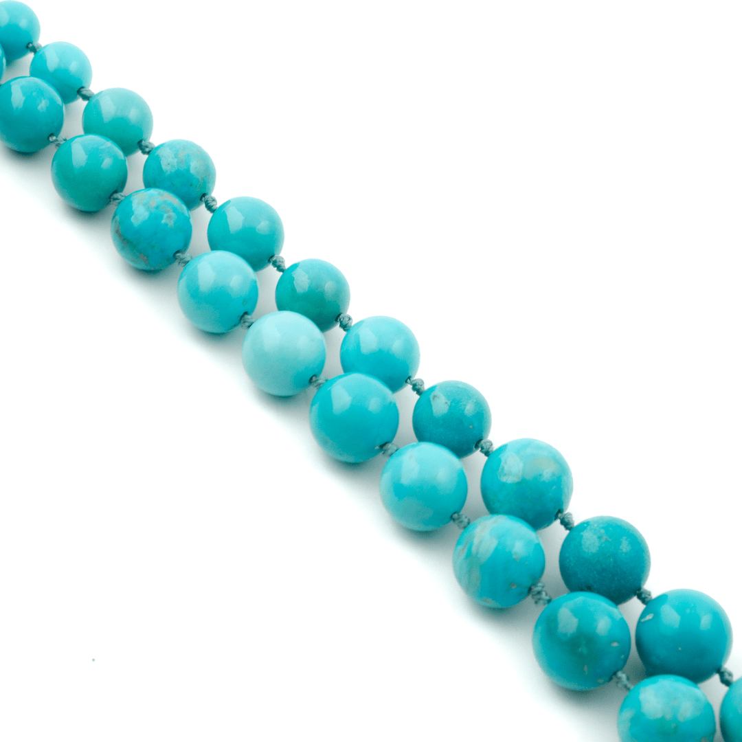 18k Gold Findings x Graduated Sleeping Beauty Turquoise Beaded Necklace - Kingdom Jewelry