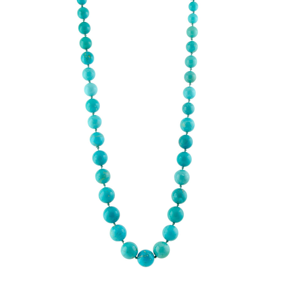 18k Gold Findings x Graduated Sleeping Beauty Turquoise Beaded Necklace - Kingdom Jewelry