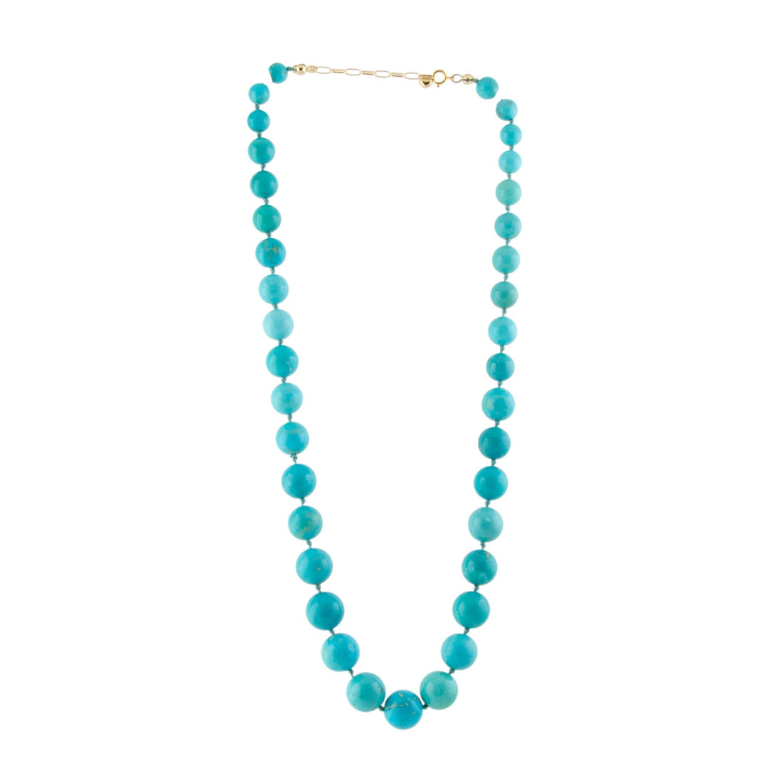 18k Gold Findings x Graduated Sleeping Beauty Turquoise Beaded Necklace - Kingdom Jewelry