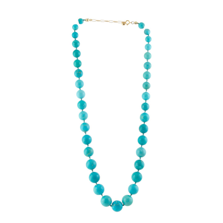 18k Gold Findings x Graduated Sleeping Beauty Turquoise Beaded Necklace - Kingdom Jewelry