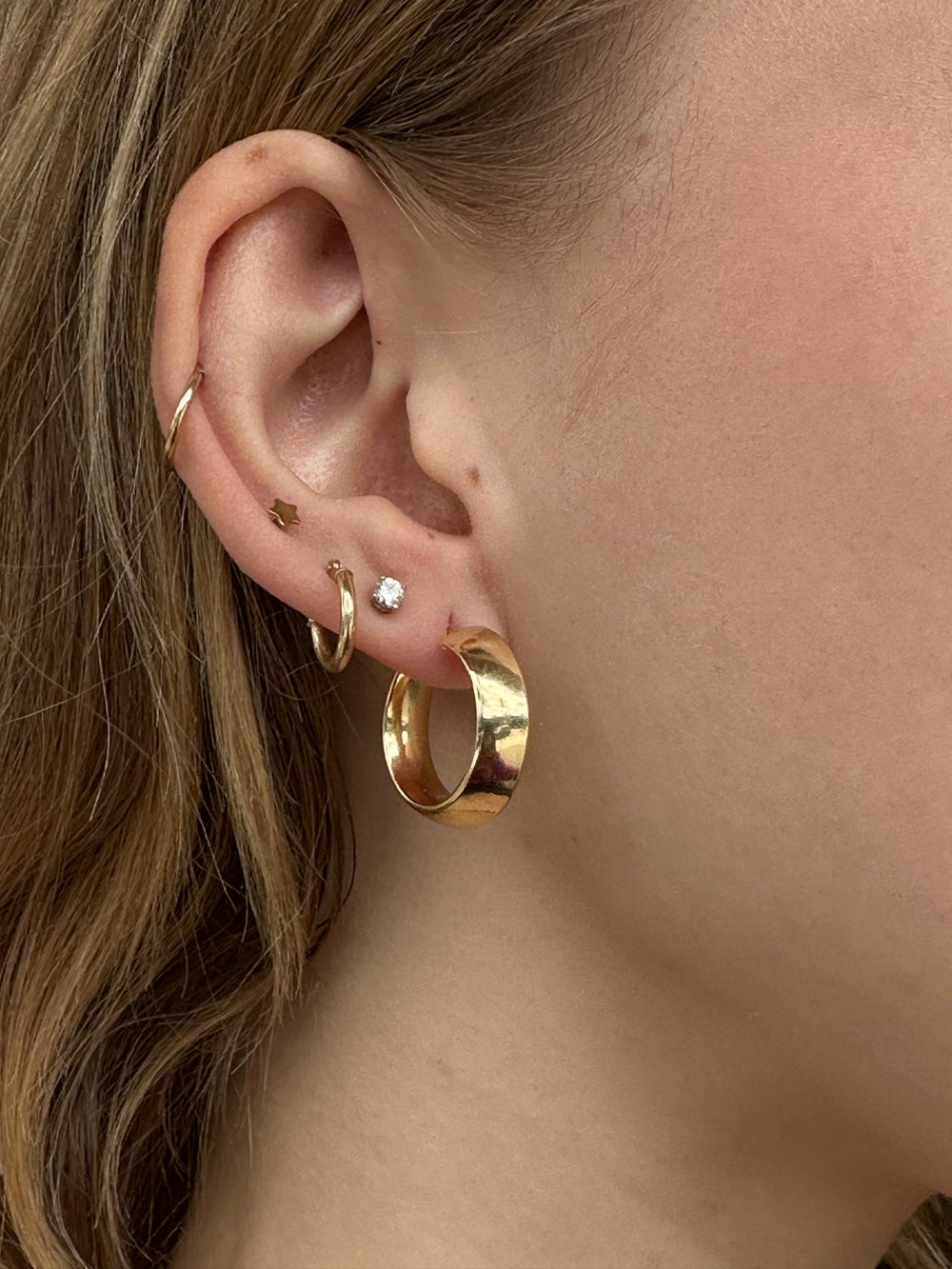 18K Gold Half Round Hoops - Kingdom Jewelry