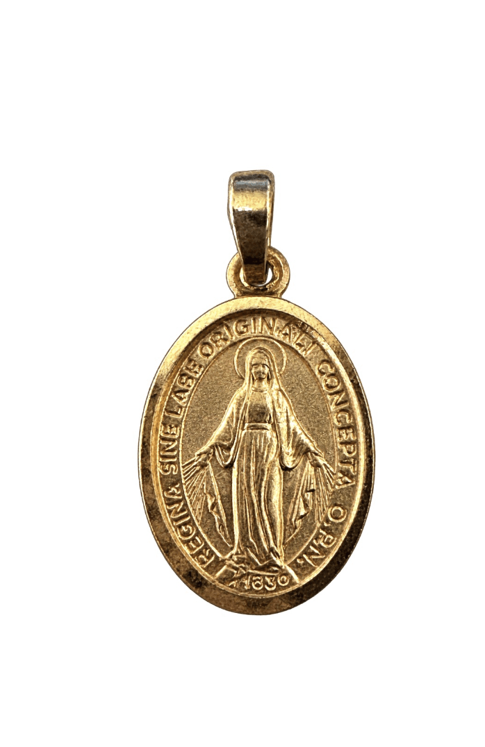 18K Gold Miraculous Medal Mother Mary Pendant - Kingdom Jewelry