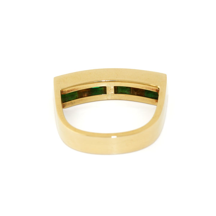 18k Gold x 0.28ct Emerald & Diamond Square - Edge Channel Septet - Kingdom Jewelry