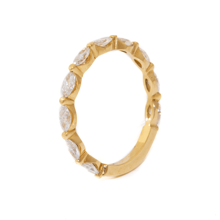 18k Gold x 0.78ctw E VS1 Marquise Lab Diamond Semi - Eternity Band - Kingdom Jewelry