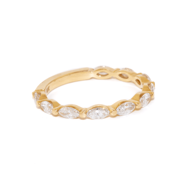 18k Gold x 0.78ctw E VS1 Marquise Lab Diamond Semi - Eternity Band - Kingdom Jewelry