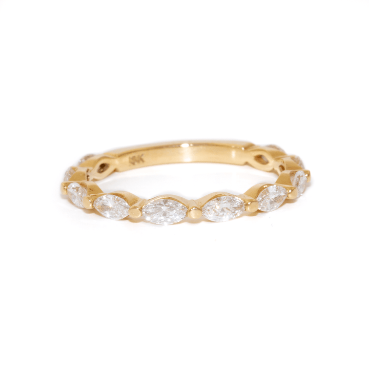 18k Gold x 0.78ctw E VS1 Marquise Lab Diamond Semi - Eternity Band - Kingdom Jewelry