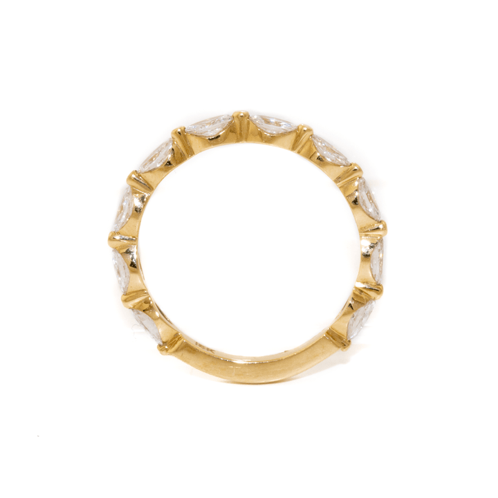 18k Gold x 0.78ctw E VS1 Marquise Lab Diamond Semi - Eternity Band - Kingdom Jewelry