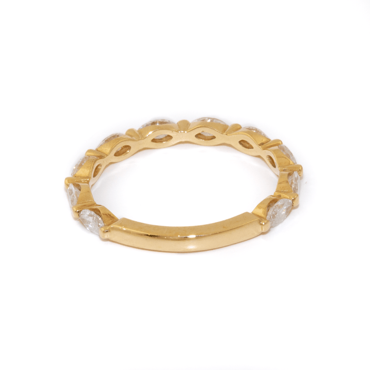 18k Gold x 0.78ctw E VS1 Marquise Lab Diamond Semi - Eternity Band - Kingdom Jewelry