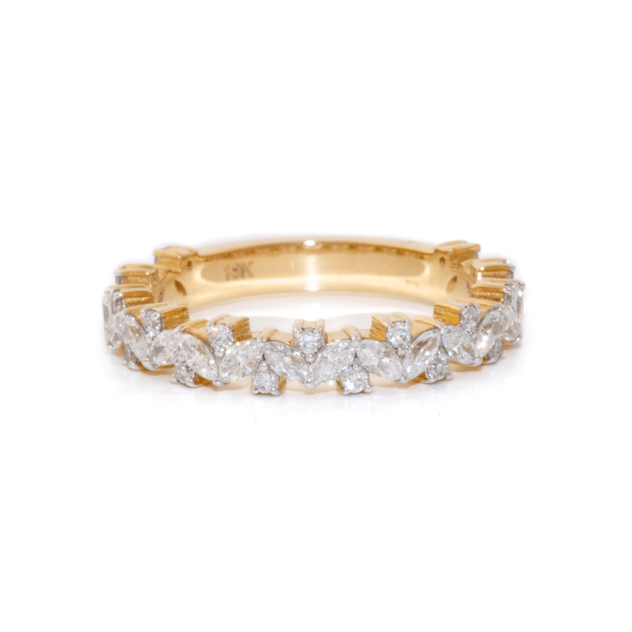 18k Gold x 0.89ct VVS E IGI RBC & Marquise Lab Diamond Band - Kingdom Jewelry