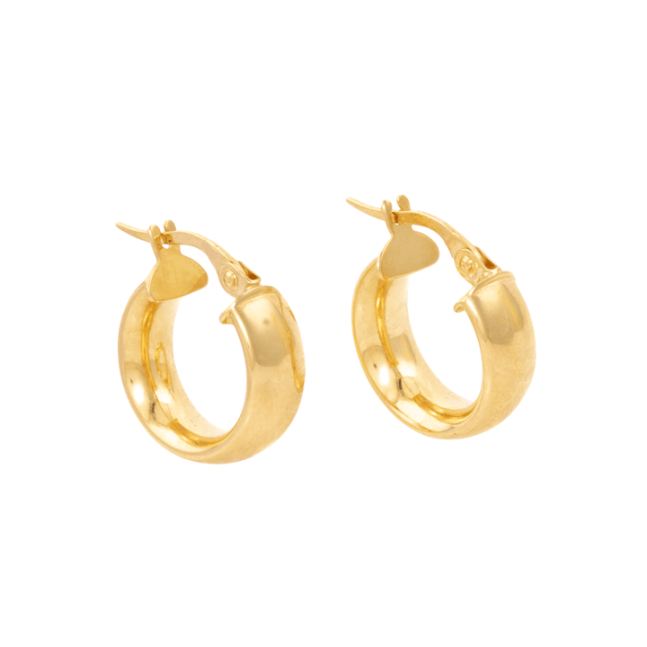 18k Gold x 13mm Round - Flat Mini Hoops - Kingdom Jewelry