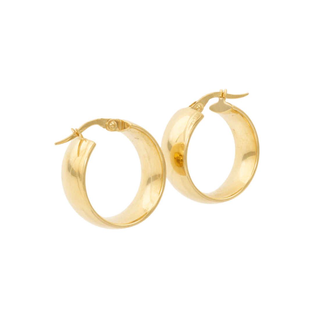 18k Gold x 17mm Round - Flat Hoops - Kingdom Jewelry