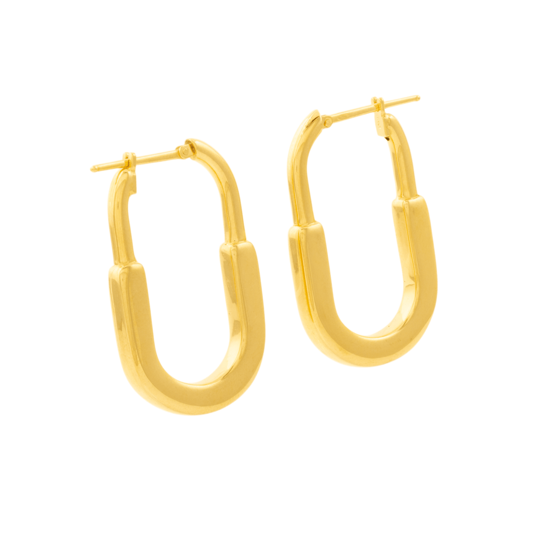 18k Gold x 19mm U - Lock Puff Hoops - Kingdom Jewelry