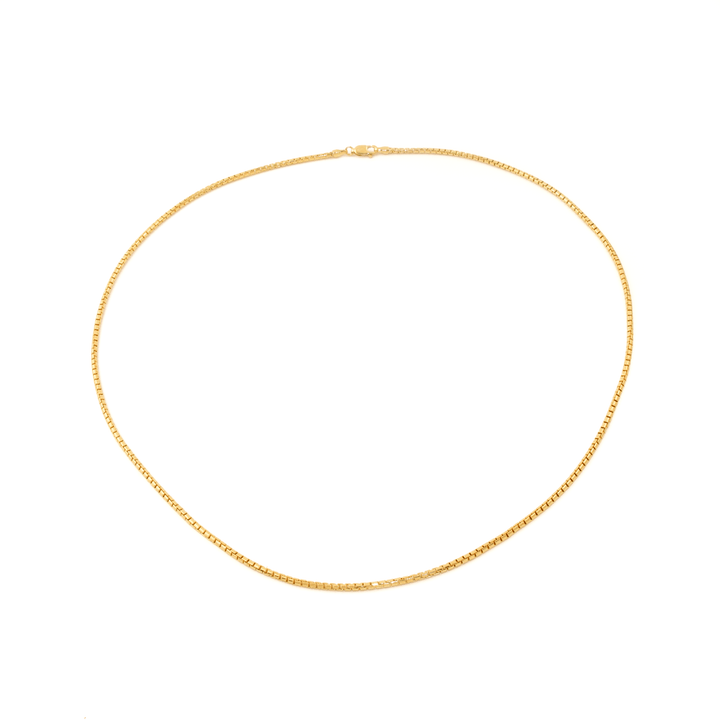 18k Gold x 2mm Rounded Box Link Chain Necklace - Kingdom Jewelry