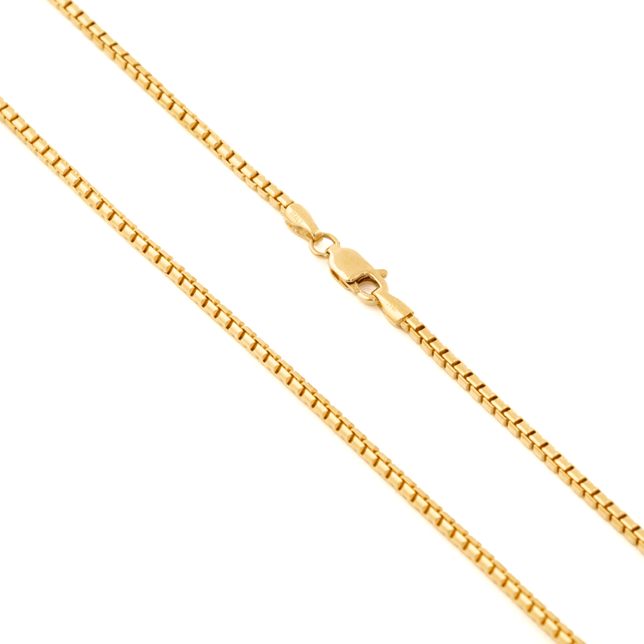 18k Gold x 2mm Rounded Box Link Chain Necklace - Kingdom Jewelry