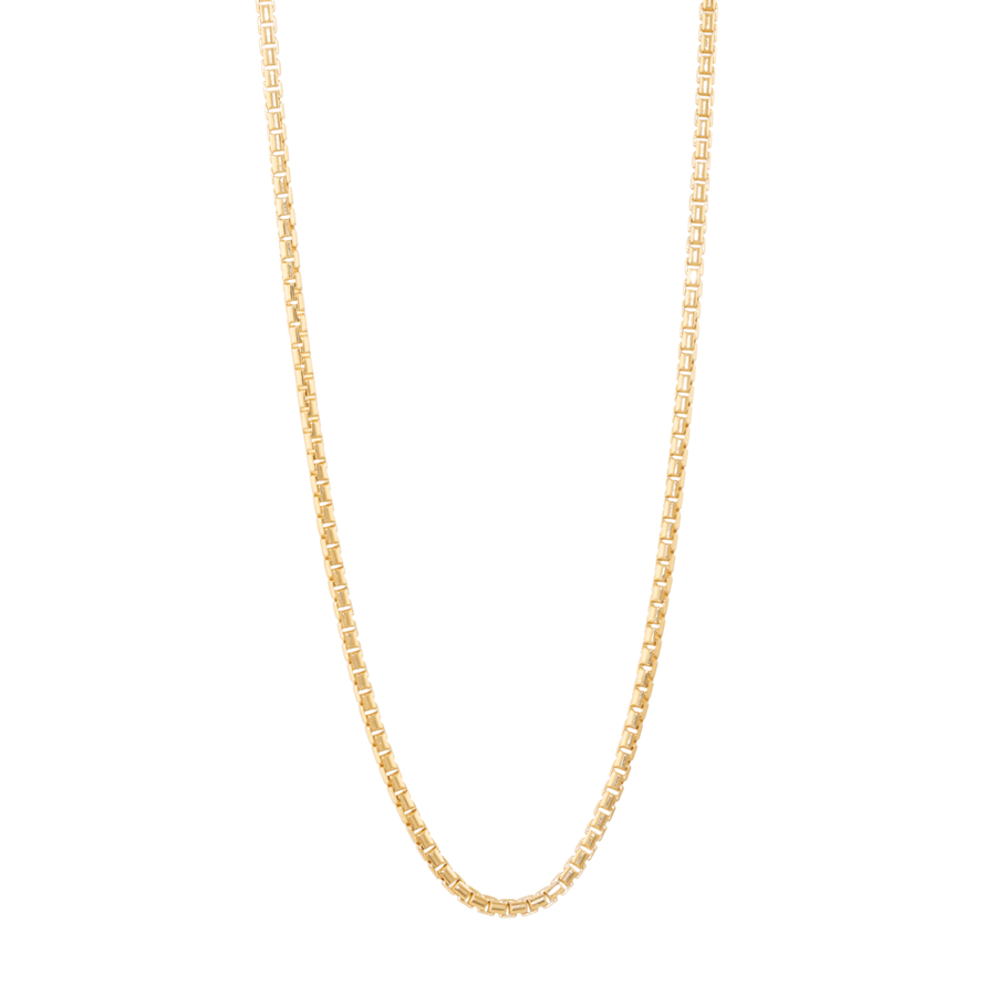 18k Gold x 2mm Rounded Box Link Chain Necklace - Kingdom Jewelry