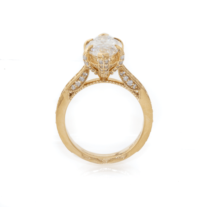 18k Gold x 3.07ct Marquise & Pavé Lab Diamond 'Gilded Legacy' Engagement Ring - Kingdom Jewelry