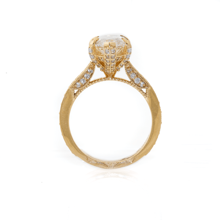 18k Gold x 3.07ct Marquise & Pavé Lab Diamond 'Gilded Legacy' Engagement Ring - Kingdom Jewelry