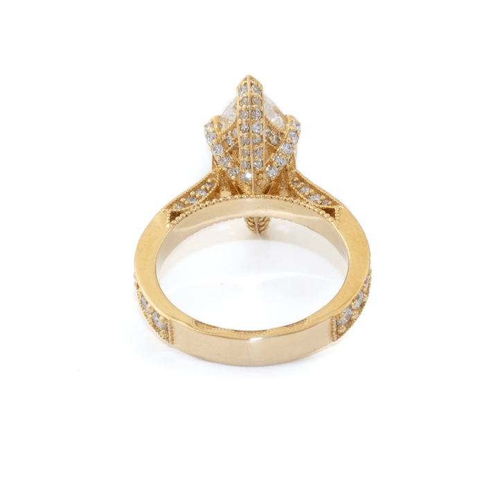 18k Gold x 3.07ct Marquise & Pavé Lab Diamond 'Gilded Legacy' Engagement Ring - Kingdom Jewelry
