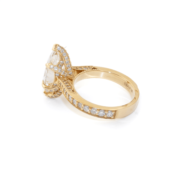 18k Gold x 3.07ct Marquise & Pavé Lab Diamond 'Gilded Legacy' Engagement Ring - Kingdom Jewelry