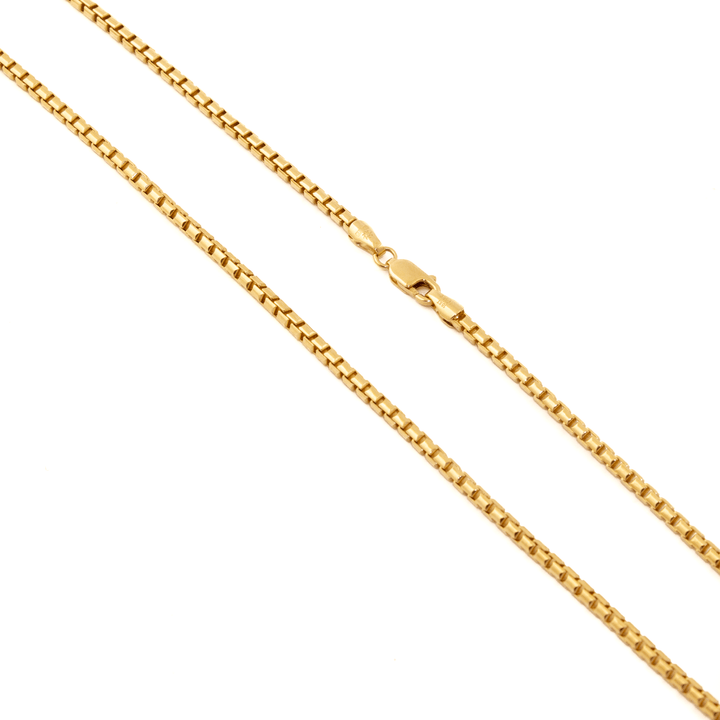 18k Gold x 3mm Rounded Box Link Chain Necklace - Kingdom Jewelry