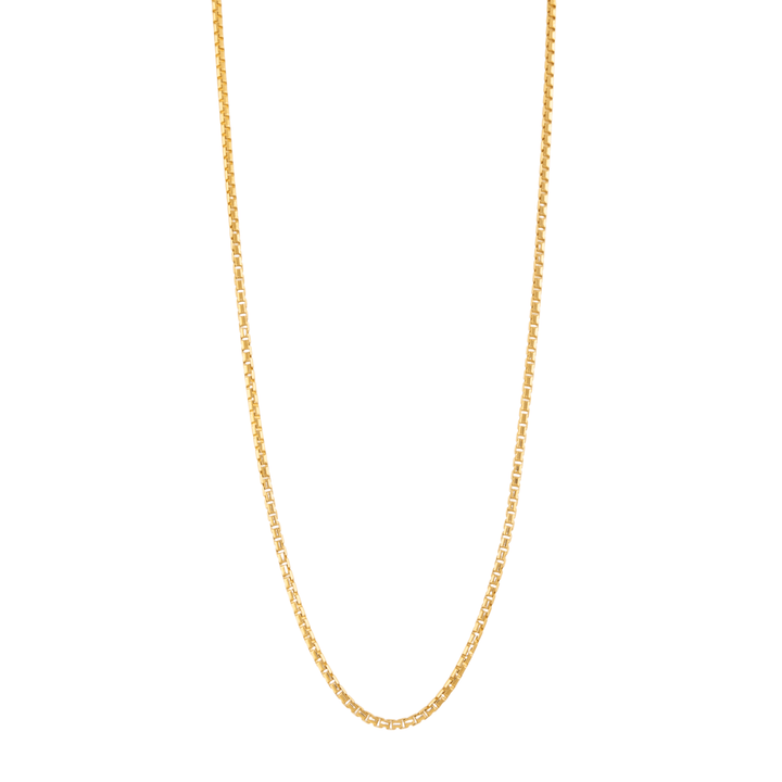 18k Gold x 3mm Rounded Box Link Chain Necklace - Kingdom Jewelry