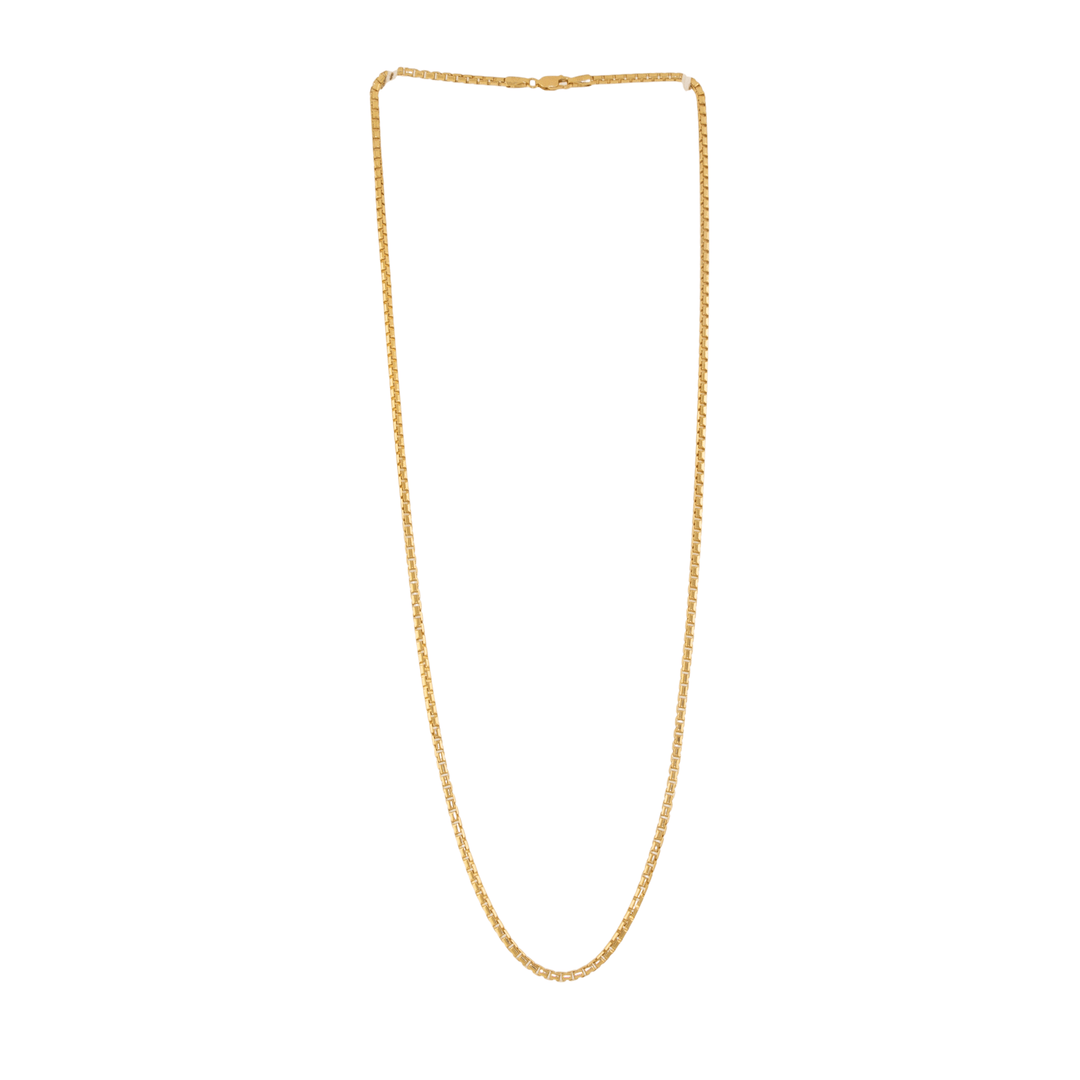 18k Gold x 3mm Rounded Box Link Chain Necklace - Kingdom Jewelry
