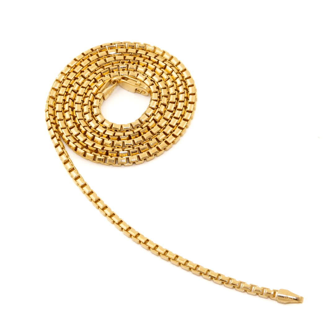 18k Gold x 3mm Rounded Box Link Chain Necklace - Kingdom Jewelry