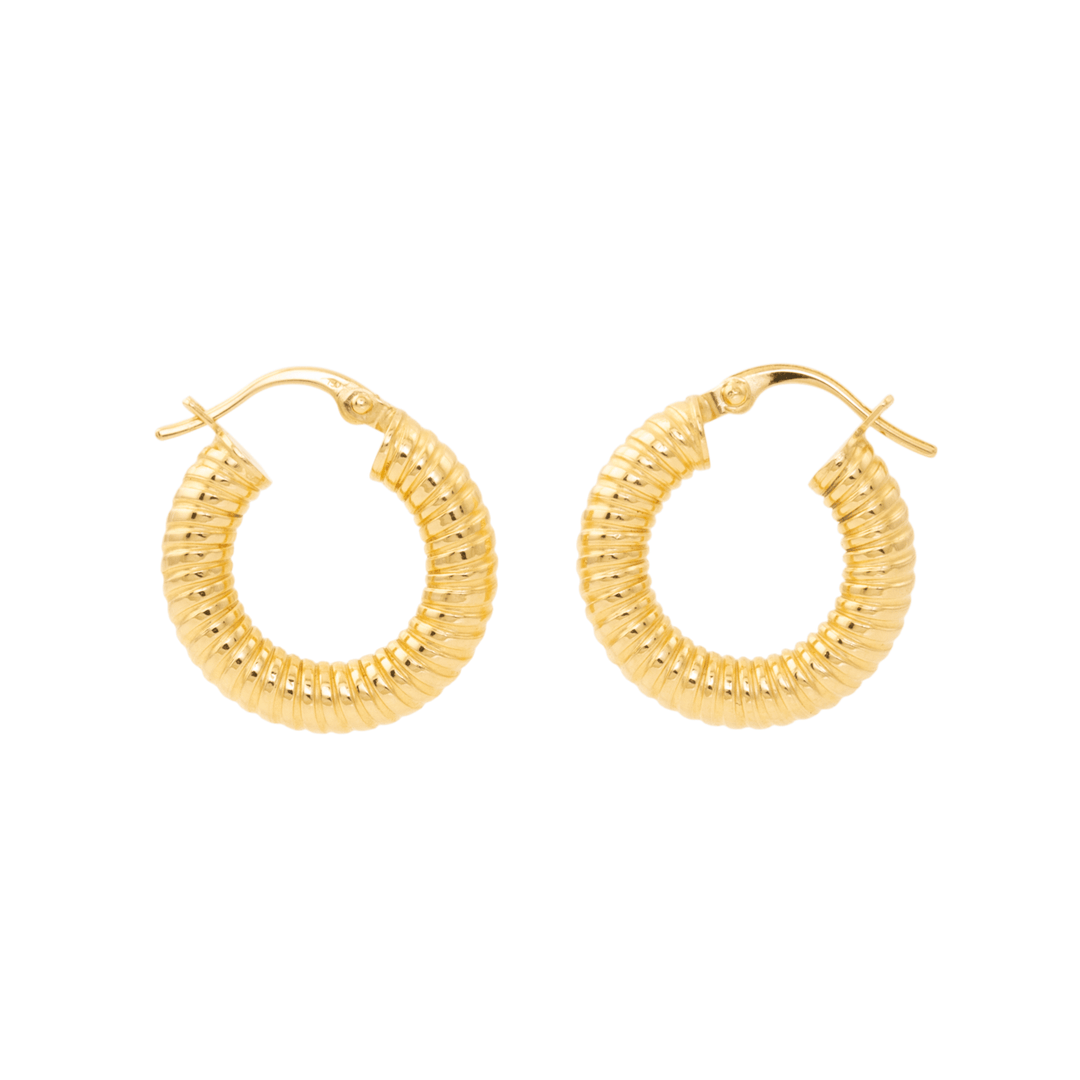 18k Gold x 4mm Puff Coil Tube Hoops - Kingdom Jewelry