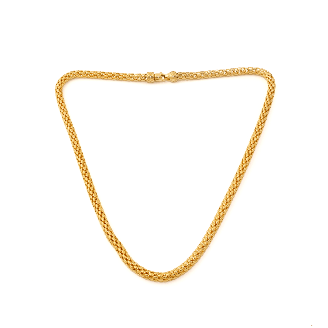 18k Gold x 5mm Mesh Snake - Link Chain Necklace - Kingdom Jewelry