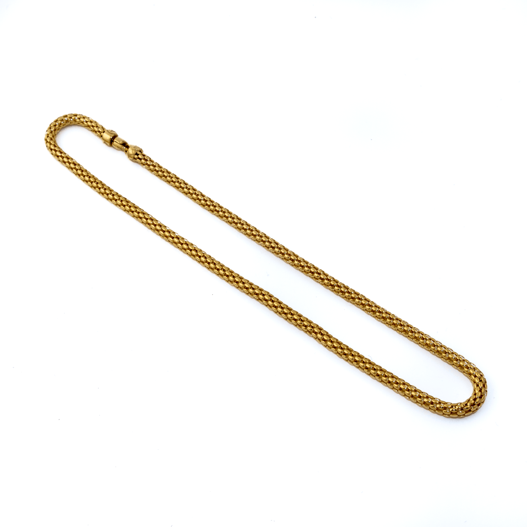 18k Gold x 5mm Mesh Snake - Link Chain Necklace - Kingdom Jewelry