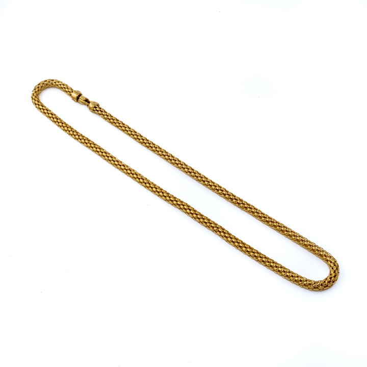 18k Gold x 5mm Mesh Snake - Link Chain Necklace - Kingdom Jewelry