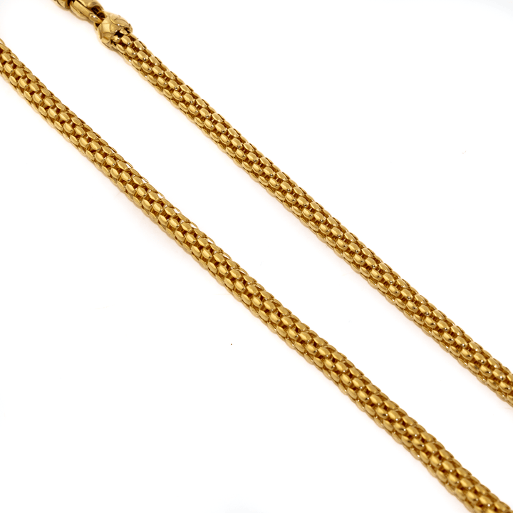 18k Gold x 5mm Mesh Snake - Link Chain Necklace - Kingdom Jewelry