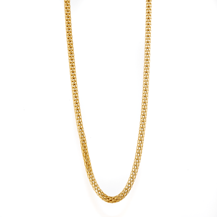 18k Gold x 5mm Mesh Snake - Link Chain Necklace - Kingdom Jewelry