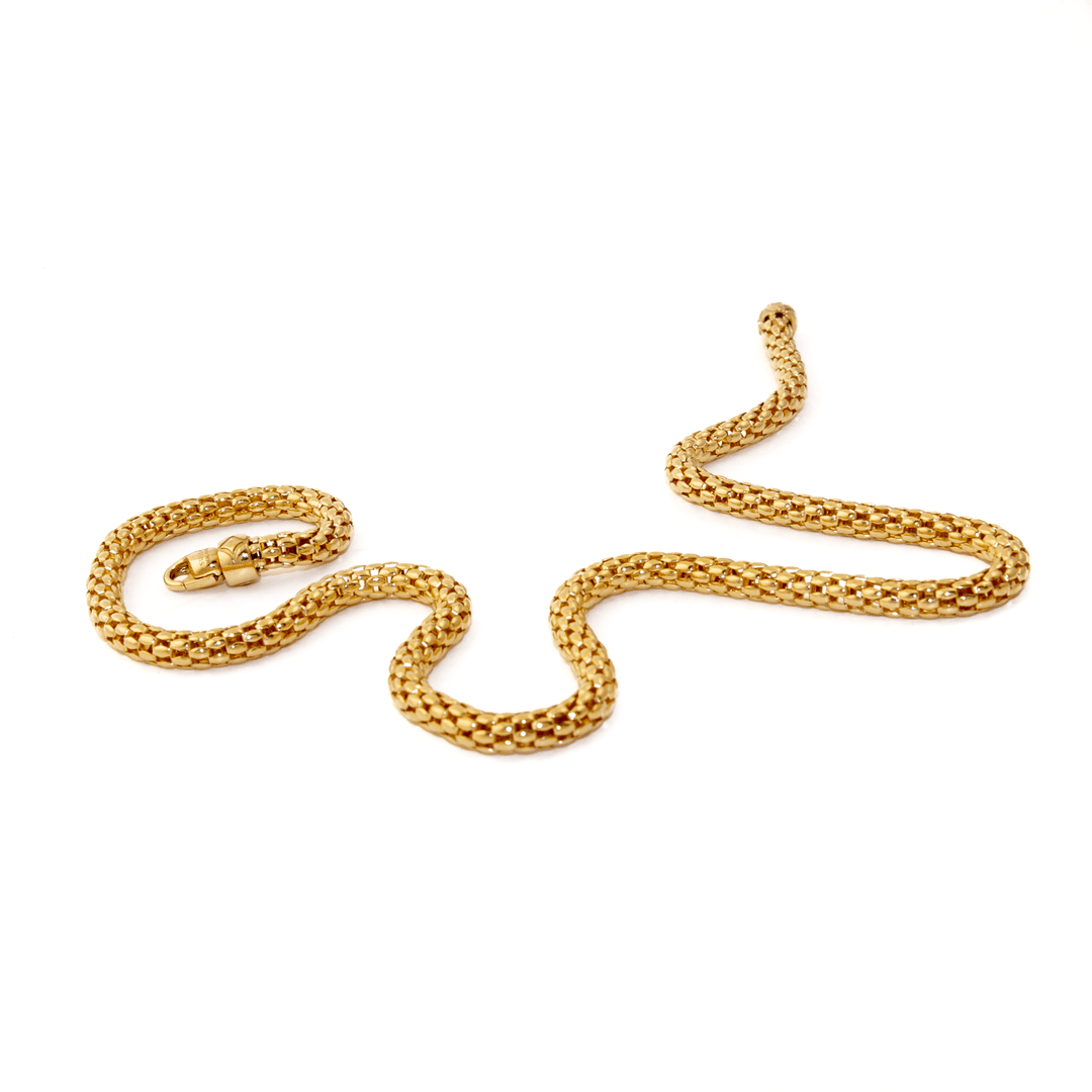 18k Gold x 5mm Mesh Snake - Link Chain Necklace - Kingdom Jewelry