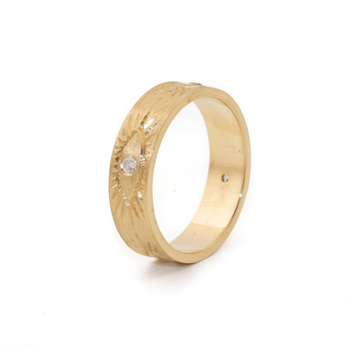 18k Gold x 5mm Natural Diamond "Third Eye" Eternity Band - Kingdom Jewelry