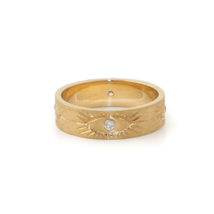 18k Gold x 5mm Natural Diamond "Third Eye" Eternity Band - Kingdom Jewelry