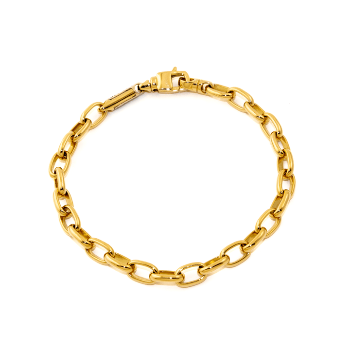 18k Gold x 5mm Oval Paper Clip Maxioro Chain Bracelet - Kingdom Jewelry