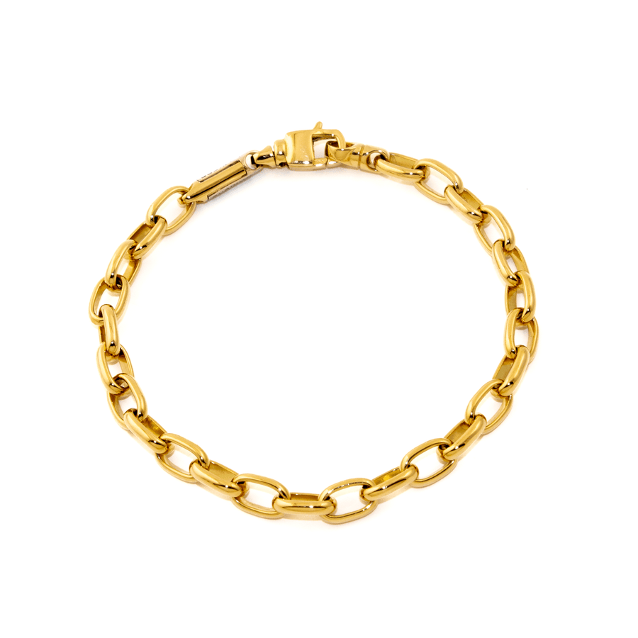 18k Gold x 5mm Oval Paper Clip Maxioro Chain Bracelet - Kingdom Jewelry