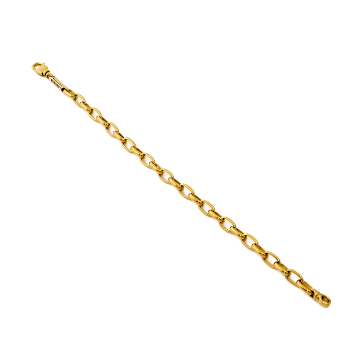 18k Gold x 5mm Oval Paper Clip Maxioro Chain Bracelet - Kingdom Jewelry